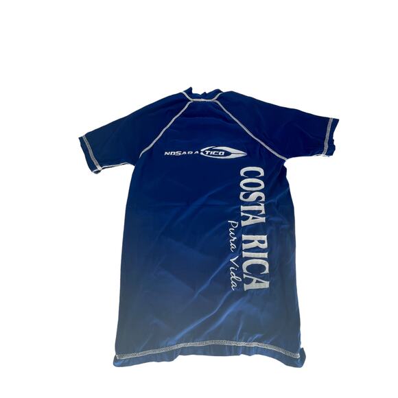 Costa Rica Navy Blue Graphic Short Sleeve Rash Guard Swim Top Men's Size Small - Picture 4 of 5